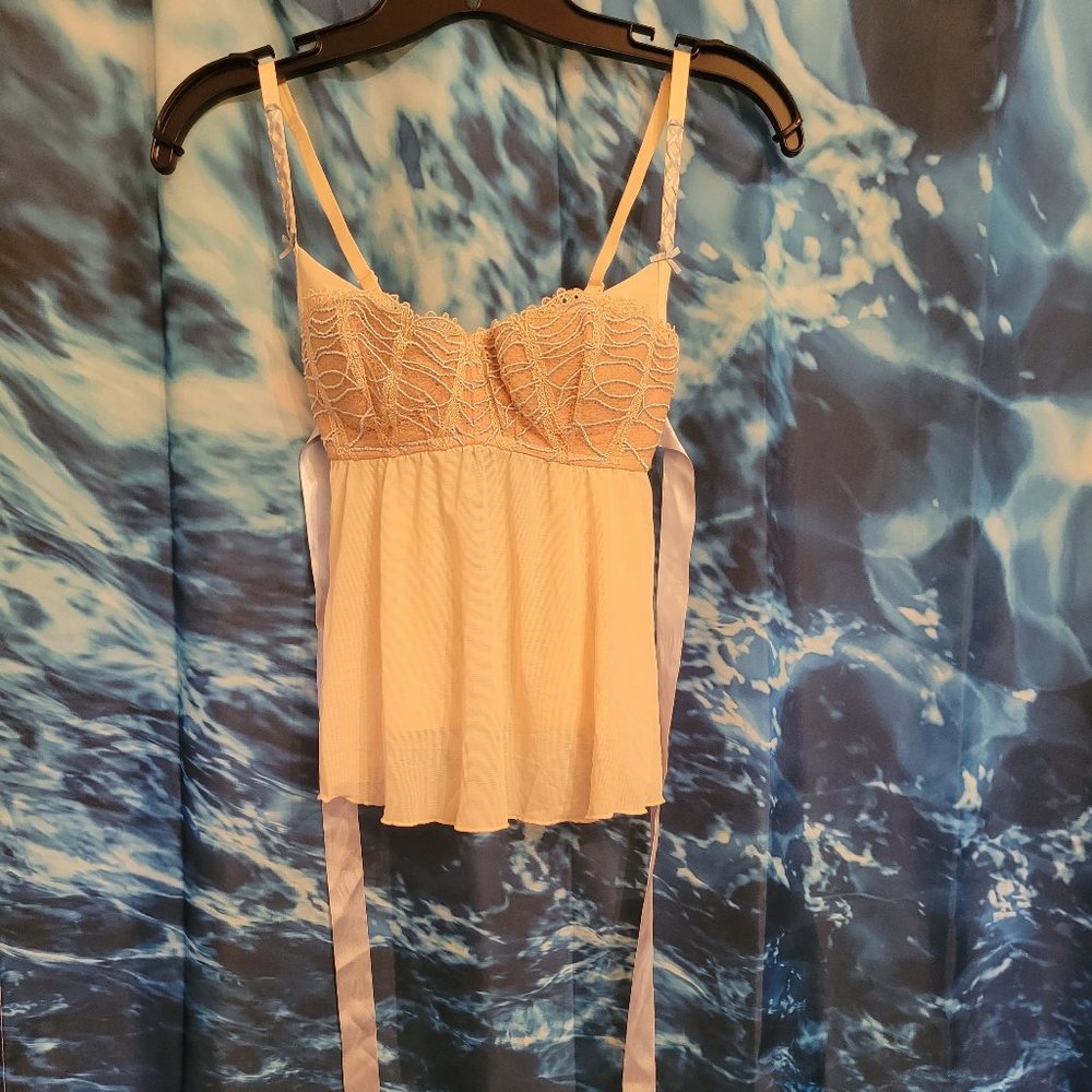 Vintage Chantal Thomass x Victoria’s Secret Nude Ribbon Babydoll Bra Top 34B